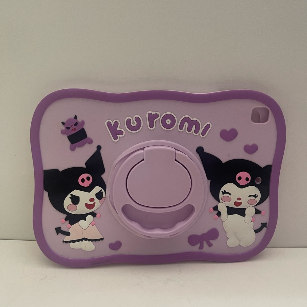 Kuromi Wavy Border Silicone Soft Rotating Bracket TabletCase For Apple iPad6